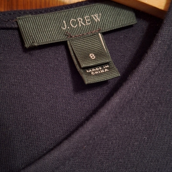 J Crew Ladies Black Dress F8768 Pleated Ponte Size 8 Long Sleeves Slimming - Picture 2 of 6